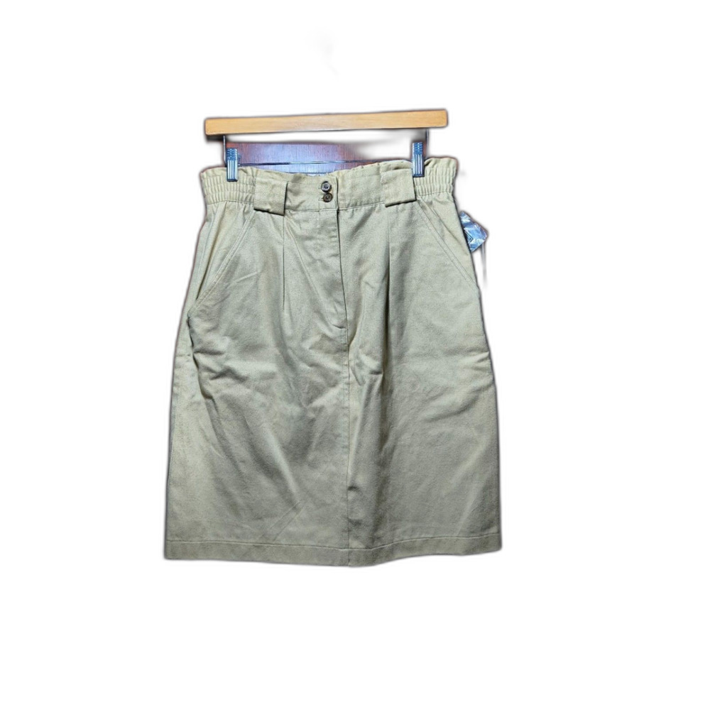 Vintage 80s/90s Hunter’s Glen Khaki High-Waist Pleated Skirt – NWT – Size 11/12